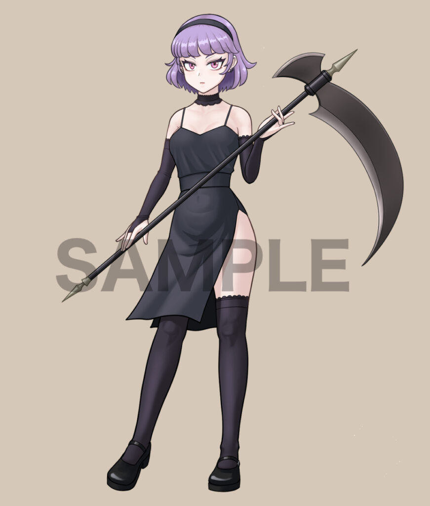 鎌使いの女性の立ち絵