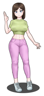 立ち絵素材、Tシャツの女性(手刀の達人)、C01