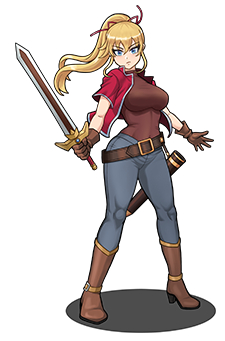 立ち絵素材、女剣士、C02